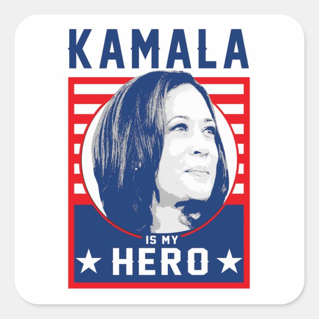 Kamala ist mein Held Quadratischer Aufkleber (Vorderseite)