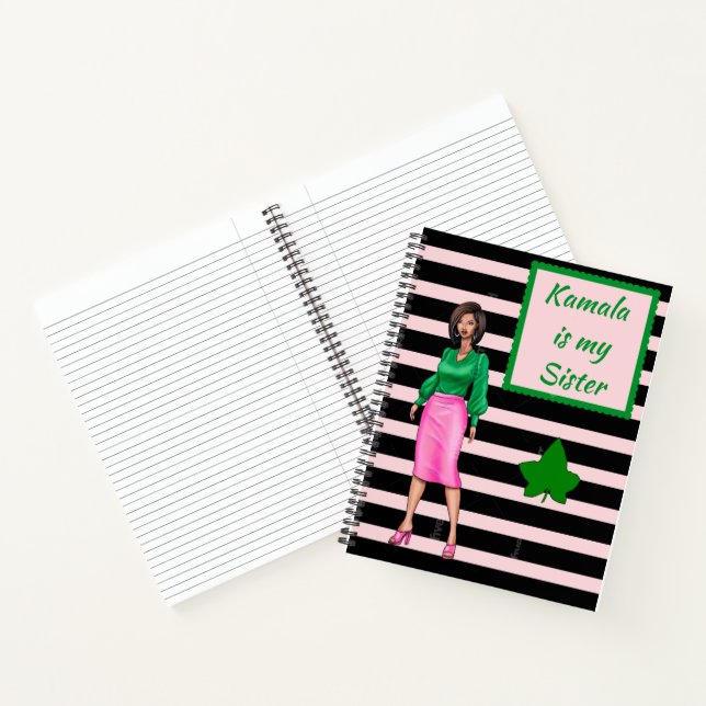 Kamala ist meine Schwester rosa und schwarz Notizbuch (Innenseite)