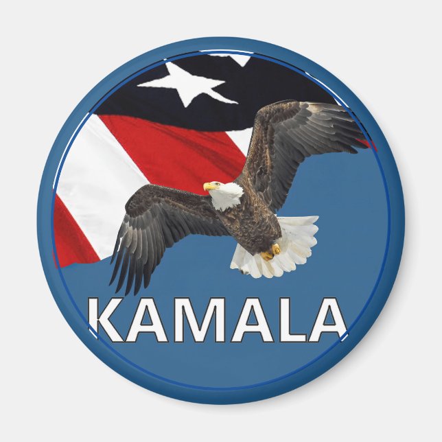 Kamala mit Adler und Flagge Magnet (Vorne)