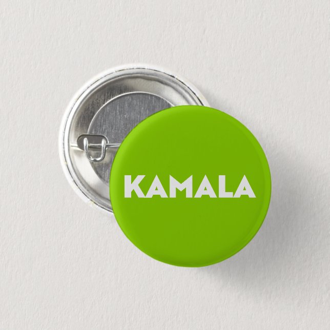 Kamala moderne, mutige Typografie, weiße grüne Kla Button (Vorne & Hinten)