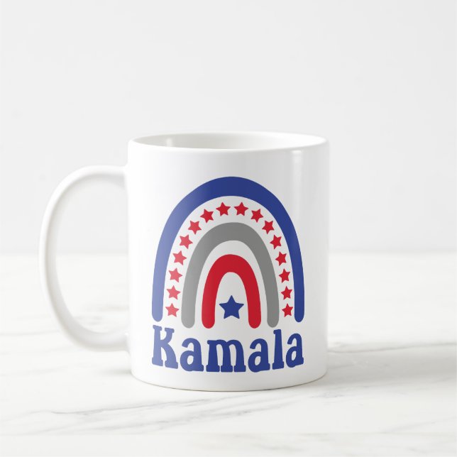 Kamala Political Boho Patriotic Rainbow Retro Kaffeetasse (Links)
