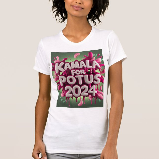 Kamala Potus 2024 - Rosa und Grün T-Shirt (Vorderseite)