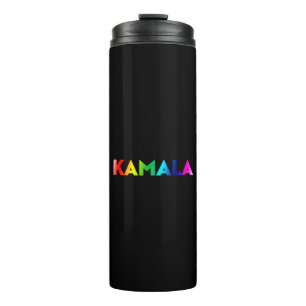 Kamala Regenbogen-Verlauf-Typografie Stolz Schwarz Thermosbecher