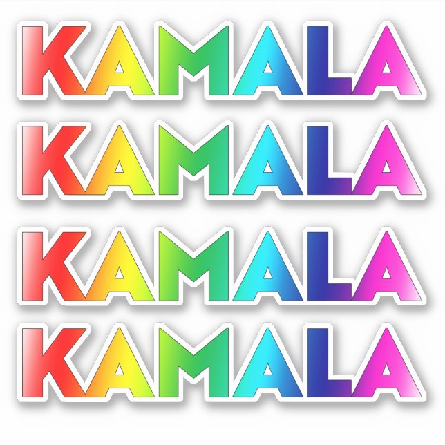 Kamala Regenbogengradiententypografie Aufkleber (Vorderseite)