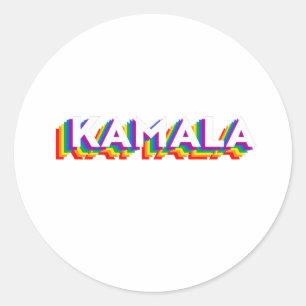 Kamala Retro Pride Runder Aufkleber