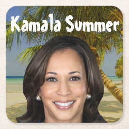 Kamala Sommer 2024 Rechteckiger Pappuntersetzer