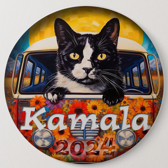 Kamala Tuxedo Cat für Kamala Button (Vorderseite)