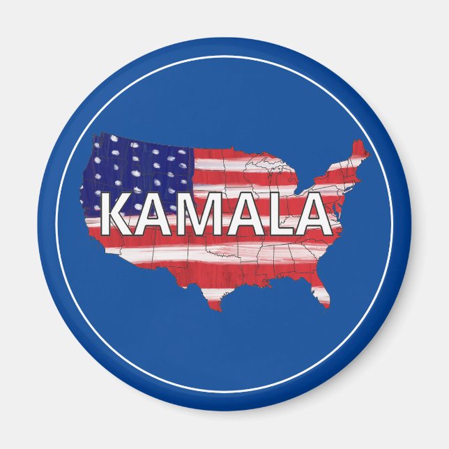 Kamala und USA in Flaggenfarben Magnet (Vorne)