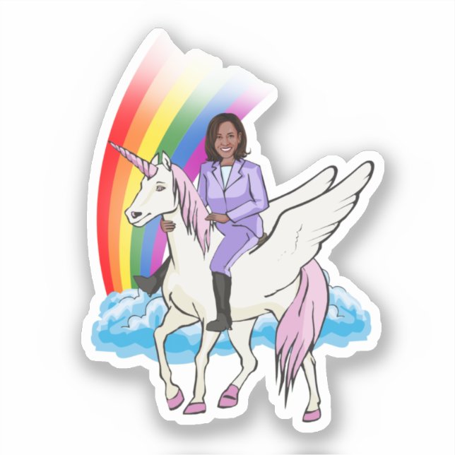 KAMALA UNICORN AND RAINBOW STICKER (Vorderseite)