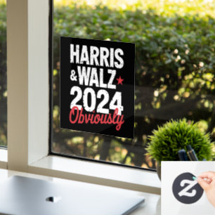 Kamala Walz Offensichtlich 2024 Harris Waltz 2024 Fensteraufkleber