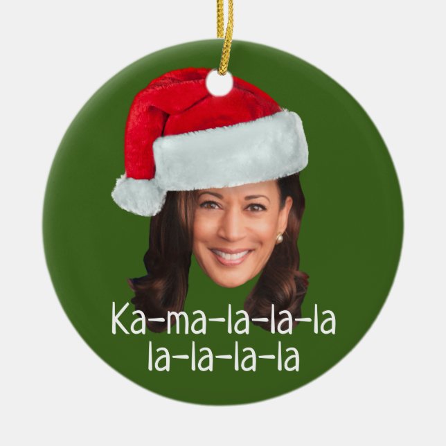 Kamala Weihnachtsmannmütze Biden Harris 2020 lusti Keramik Ornament (Vorne)