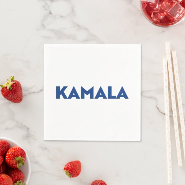 Kamala, weiß und blau, moderne, mutige Typografie Serviette (Beispiel)