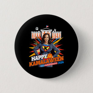 Kamalaween Kamala Harris Halloween Cat Ladys Witc Button