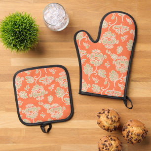 Kamaole Hawaiian Protea Tropical Floral Papaya Ofenhandschuh & Topflappen-Set