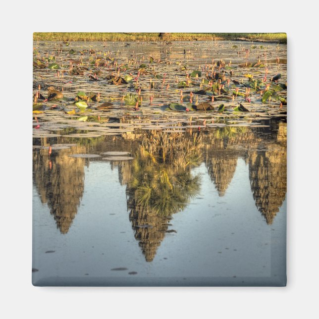 Kambodscha, Angkor. Reflektion des Tempels Magnet (Vorne)