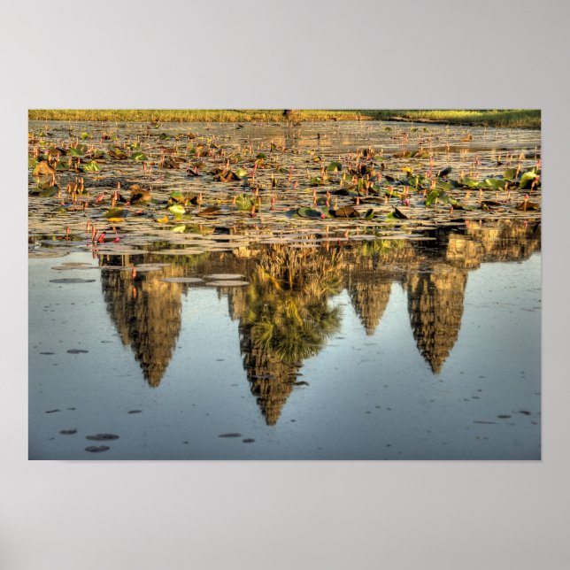 Kambodscha, Angkor. Reflektion des Tempels Poster (Vorne)