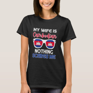 Kambodscha Angkor Wat Kambodscha Flagge Meine Frau T-Shirt