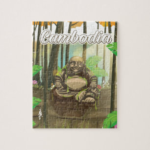 Kambodscha Buddah Vintage Reiseplakat