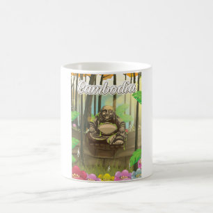 Kambodscha Buddah Vintage Reiseplakat Kaffeetasse