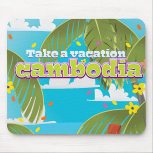 Kambodscha Cartoon-Reiseplakat Kunst. Mousepad