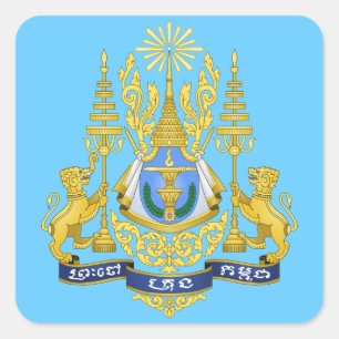 Kambodscha-Emblem Quadratischer Aufkleber