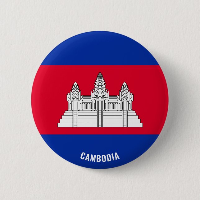 Kambodscha-Flagge Charming Patriotische Taste Button (Vorderseite)