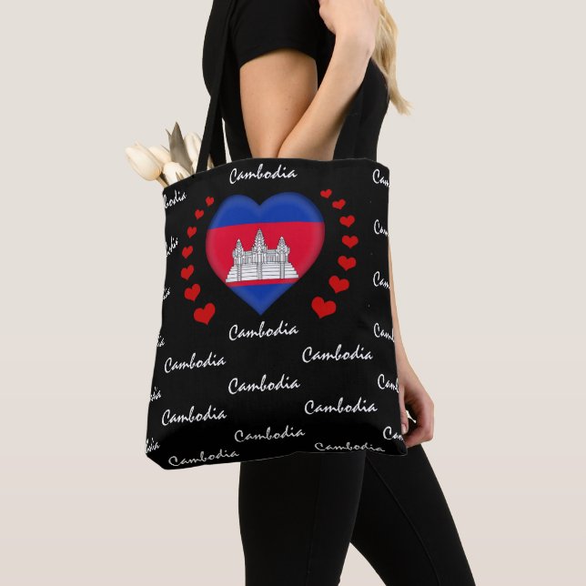 Kambodscha-Flagge, Herz-Kambodscha-Flaggenmode /Sp Tasche (Von Nahem)