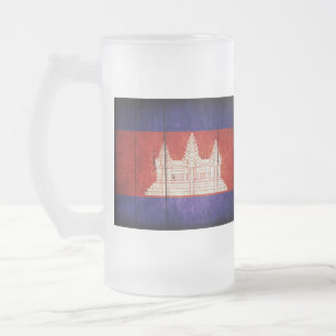Kambodscha-Flagge; Kambodscha; Khmer Mattglas Bierglas