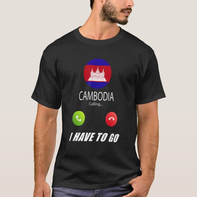 Kambodscha-Flagge Souvenir Kambodscha ruft an T-Shirt (Vorderseite)