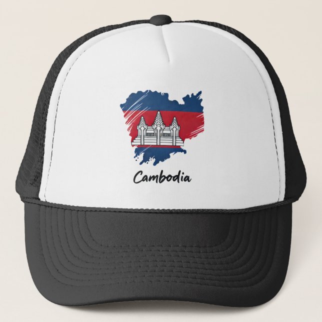 Kambodscha-Flagge Truckerkappe (Vorderseite)