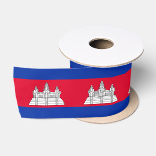 Kambodscha - Flagge und Kambodscha - Reisen, Urlau Satinband