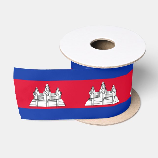 Kambodscha - Flagge und Kambodscha - Reisen, Urlau Satinband (Spule)