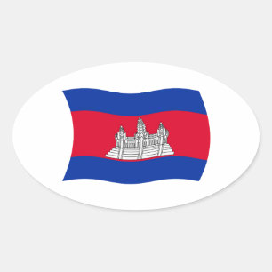 Kambodscha-Flaggenaufkleber Ovaler Aufkleber