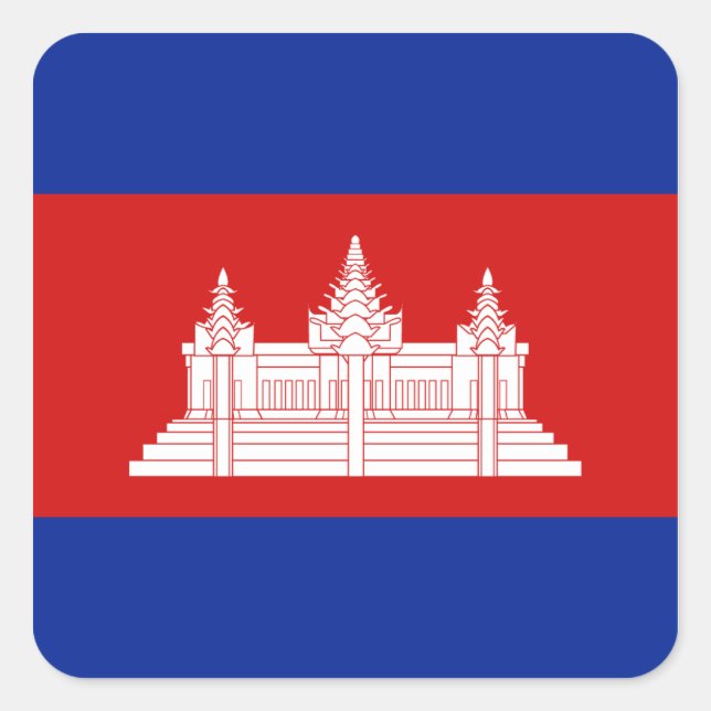 Kambodscha-Flaggenaufkleber Quadratischer Aufkleber (Vorderseite)