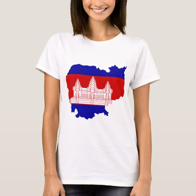 Kambodscha-Flaggenkarte KH T-Shirt (Vorderseite)