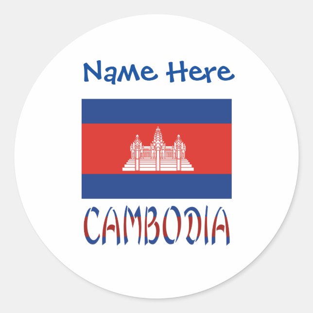 Kambodscha Kambodscha Flaggen Blaue Personalisieru Runder Aufkleber (Vorderseite)