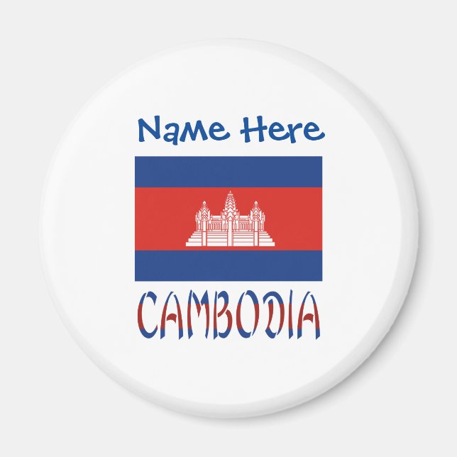 Kambodscha Kambodscha Flaggenblau Personalisiert Magnet (Vorne)