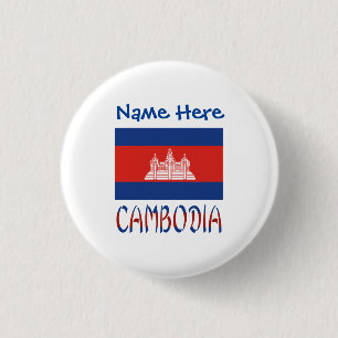 Kambodscha Kambodschanische Flagge Blau Personalis Button