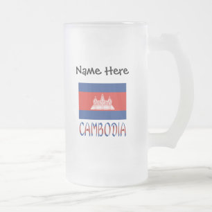 Kambodscha Kambodschanische Flagge Personalisierte Mattglas Bierglas