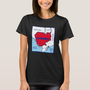 Kambodscha Karte in Flaggenfarben. Länder in der U T-Shirt