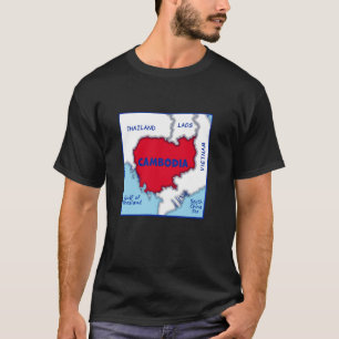 Kambodscha Karte in Flaggenfarben. Länder in der U T-Shirt