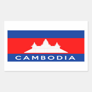 Kambodscha-Landesflaggesymbol-Namentext Rechteckiger Aufkleber
