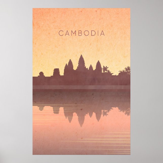 Kambodscha Minimal Reiseplakat Poster (Vorne)