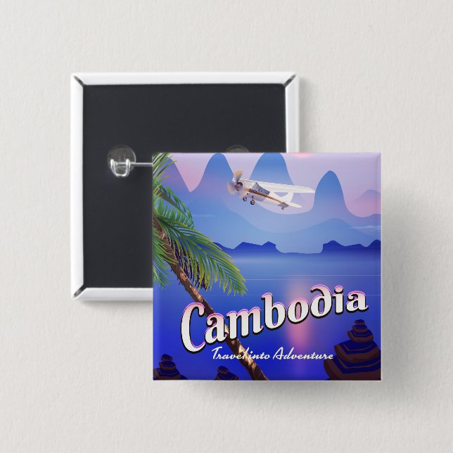 Kambodscha 'Reise ins Abenteuer' Button (Vorne & Hinten)