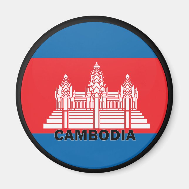 Kambodscha Roundel Qualitätsflagge Magnet (Vorne)