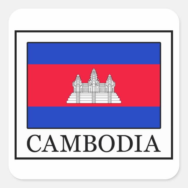 Kambodscha-Sticker Quadratischer Aufkleber (Vorderseite)