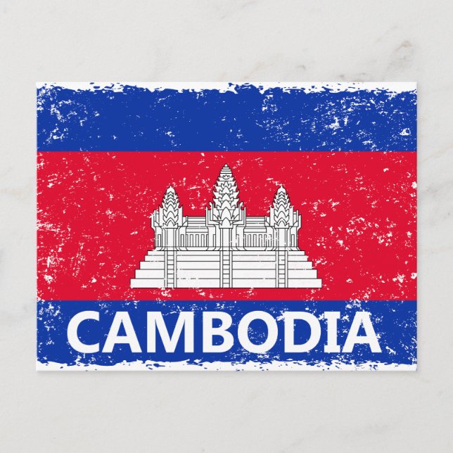 kambodschanische Flagge Feiertagspostkarte (Vorderseite)