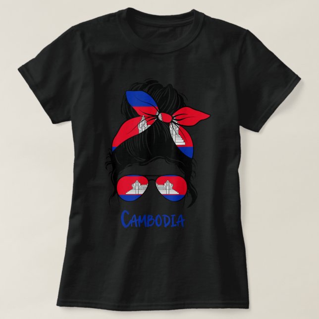 Kambodschanische Girl Kambodscha Mädchen Khmer Fla T-Shirt (Design vorne)