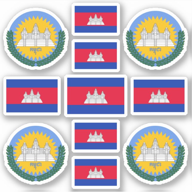 kambodschanische Staatssymbole / Wappen und Flagge Aufkleber (Vorderseite)
