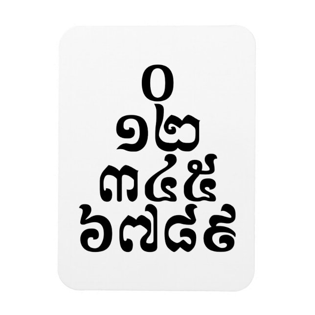 Kambodschanische Zahlen Pyramide - 0 12 345 6789 K Magnet (Vertikal)